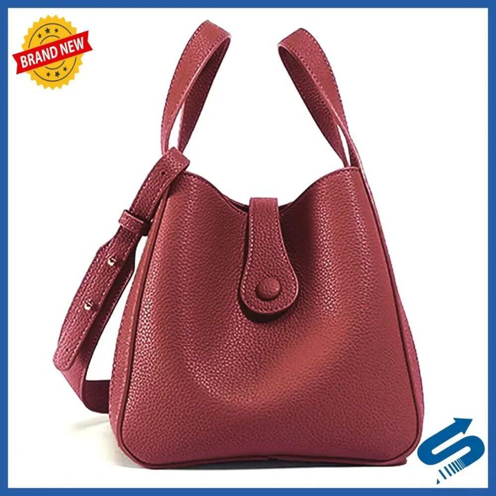 Square Top Handle Bucket Bag with Crossbody Strap for Work & Commute